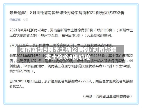 河南新增5例本土确诊病例/河南新增本土确诊4例轨迹