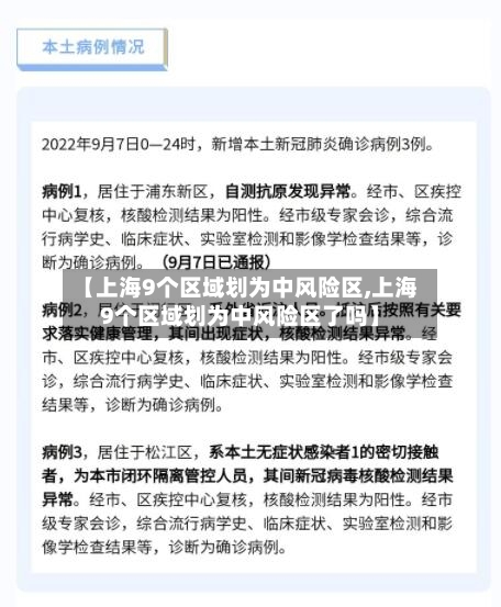 【上海9个区域划为中风险区,上海9个区域划为中风险区了吗】