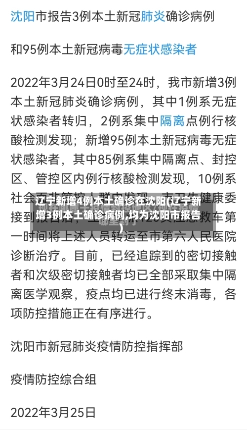 辽宁新增4例本土确诊在沈阳(辽宁新增3例本土确诊病例,均为沈阳市报告)