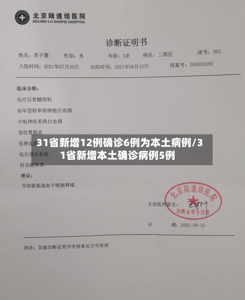 31省新增12例确诊6例为本土病例/31省新增本土确诊病例5例